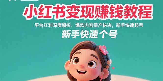 小红书变现赚钱教程：平台红利深度解析，爆款内容量产秘诀，新手快速起号-路子网