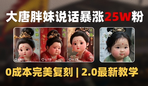 AI大唐胖贵妃说话2.0，40条视频暴涨40w粉，附独家变现攻略-路子网