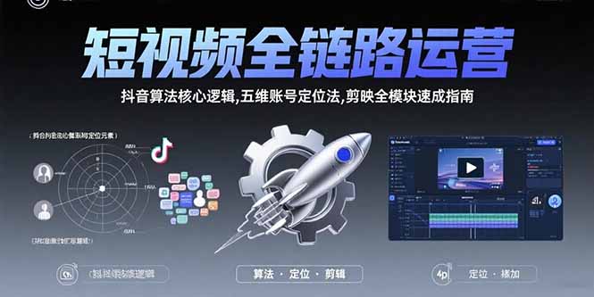 短视频全链路运营：抖音算法核心逻辑,五维账号定位法,剪映全模块速成指南-路子网