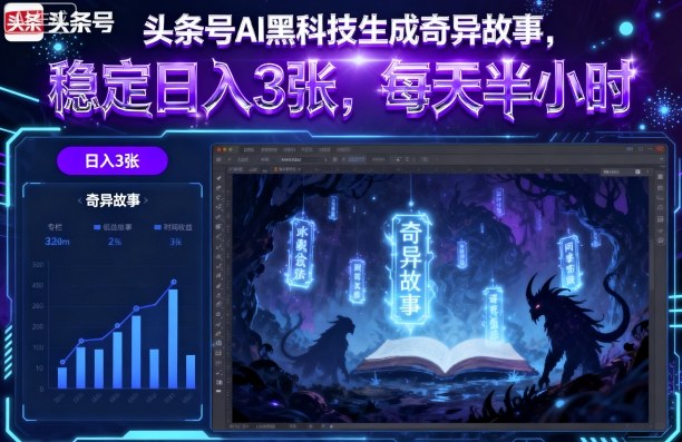 头条号AI黑科技生成奇异故事，稳定日入3张，每天半小时-路子网