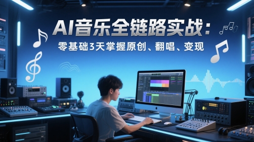 AI音乐全链路实战变现课：零基础3天掌握原创、翻唱、变现-路子网