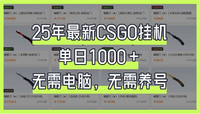 25年最新CSGO挂机系统，单日1000+，无需电脑，无需养号，0基础可上手-路子网