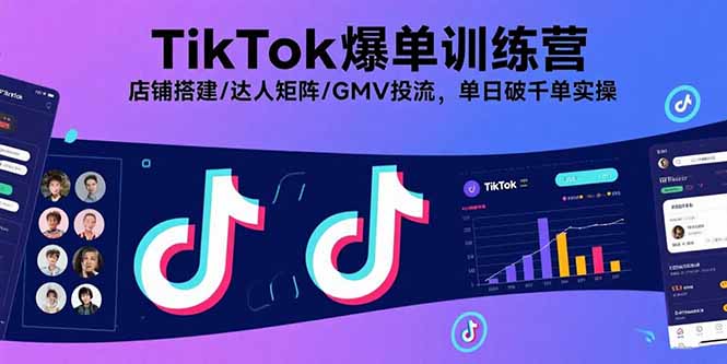TikTok爆单训练营，店铺搭建/达人矩阵/GMV投流，单日破千单实操-路子网