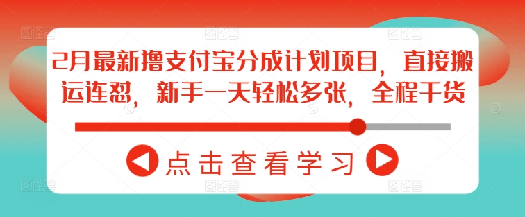 2月最新撸支付宝分成计划项目，直接搬运连怼，新手一天轻松多张，全程干货-路子网