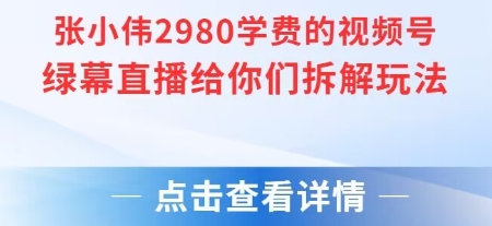 张小伟2980付费额视频号绿幕直播给你们拆解玩法-路子网