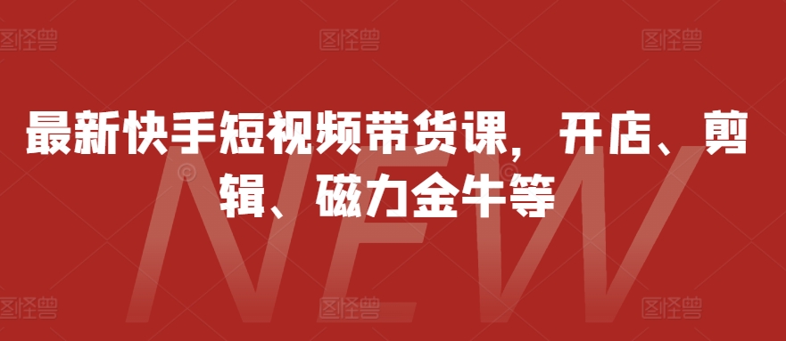 最新快手短视频带货课，开店、剪辑、磁力金牛等-路子网