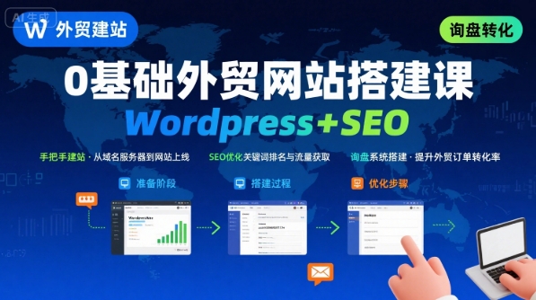 WordPress外贸建站+SEO优化课程，手把手教你从0到1搭建可获得询盘的外贸网站-路子网