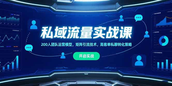 私域流量实战课，200人团队运营模型，矩阵引流技术，高客单私聊转化策略-路子网