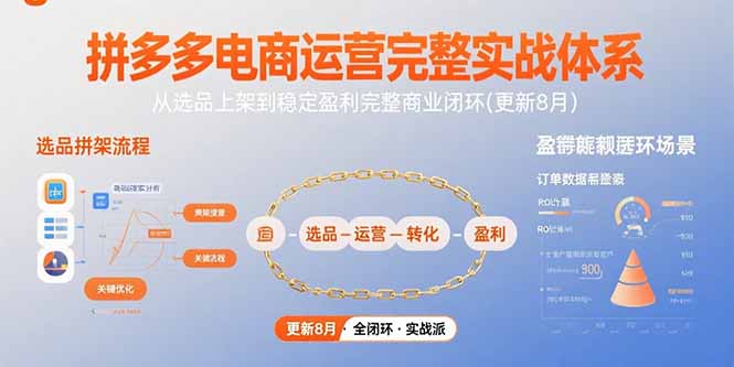 拼多多电商运营完整实战体系，从选品上架到稳定盈利完整商业闭环(更新8月-路子网