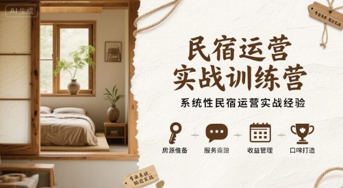 民宿运营实战训练营，系统性民宿运营实战经验-路子网
