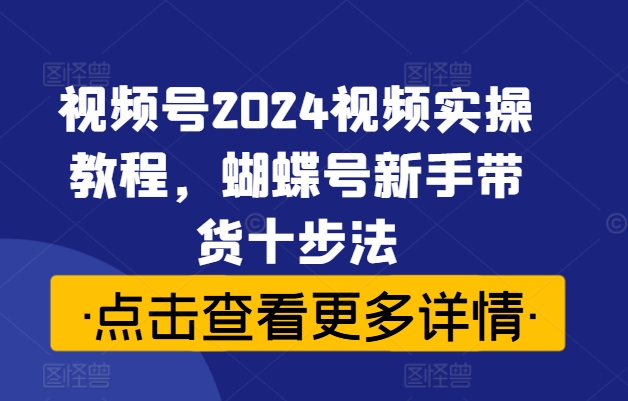 视频号2024视频实操教程，蝴蝶号新手带货十步法-路子网
