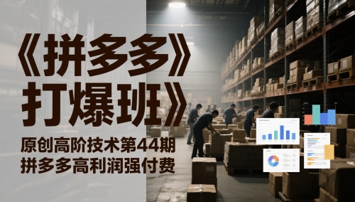 《拼多多打爆班》原创高阶技术第44期，拼多多高利润强付费-路子网
