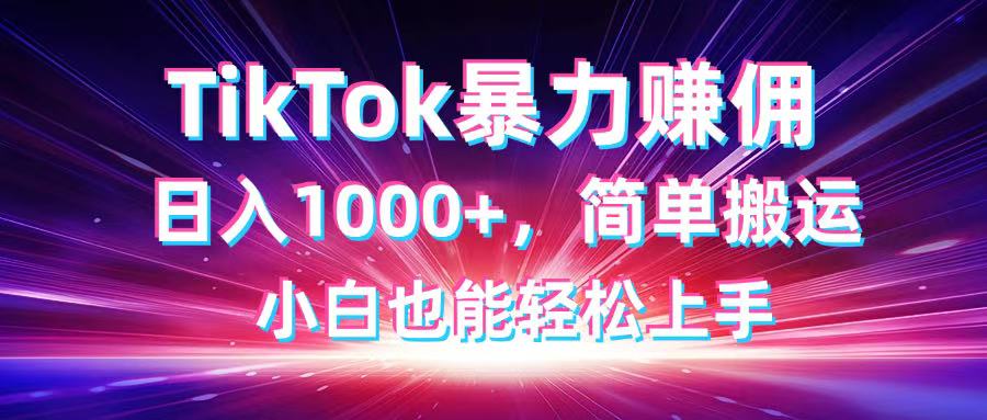 TikTok搬运暴力赚佣，日入1000+，简单搬运，小白也能轻松上手-路子网