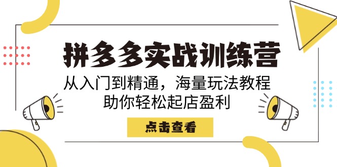 拼多多实战训练营，从入门到精通，海量玩法教程，助你轻松起店盈利-路子网