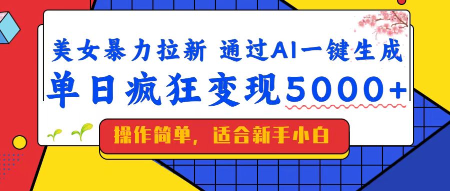 美女暴力拉新，通过AI一键生成，单日疯狂变现5000+，纯小白一学就会！-路子网