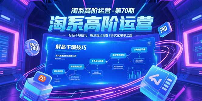 淘系高阶运营-第70期，标品干爆技巧，解决难点策略，大佬操盘方法-路子网