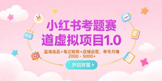 小红书考题赛道虚拟项目1.0，蓝海选品+笔记矩阵+店铺运营，单号月赚5000+-路子网
