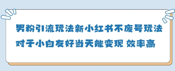 男粉引流玩法(新)，玩法友好做的好当天就能变现-路子网