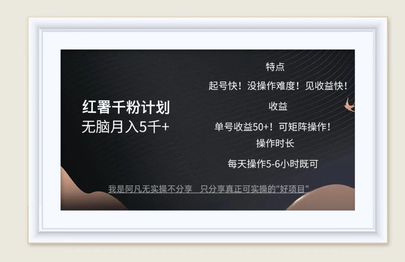 红薯千粉计划无脑月入5千+！既做既赚！-路子网