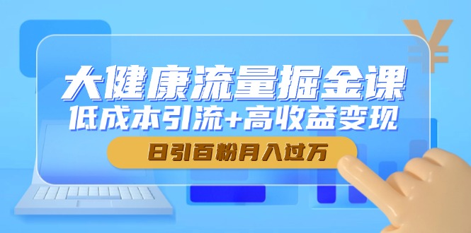 大健康流量掘金课，低成本引流+高收益变现，日引百粉月入过万-路子网