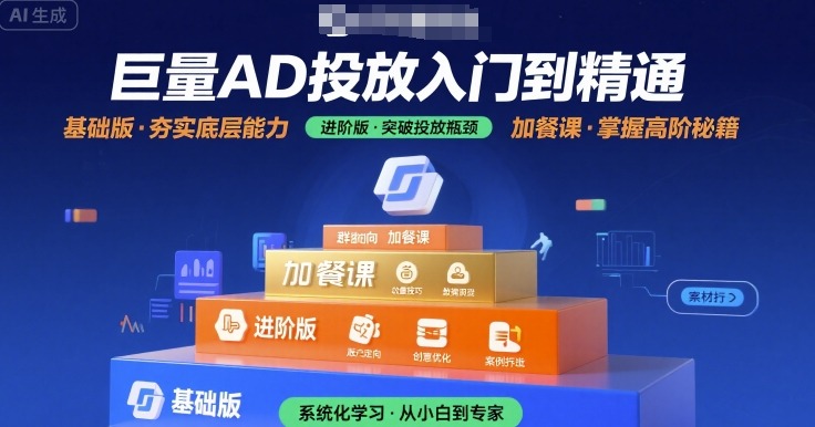 巨量AD投放入门到精通，基础版+进阶版+加餐课-路子网