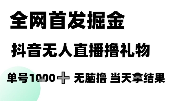全网首发掘金抖音无人直播撸礼物，单号1k +无脑撸，当天拿结果【揭秘】-路子网