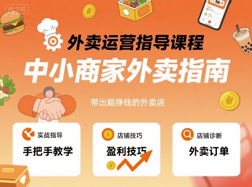 外卖运营指导课程，中小商家外卖指南，手把手带出能挣钱的外卖店-路子网