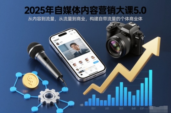 2025年自媒体内容营销大课5.0，从内容到流量，从流量到商业，构建自带流量的个体商业体-路子网