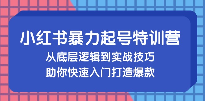小红书暴力起号训练营，从底层逻辑到实战技巧，助你快速入门打造爆款-路子网