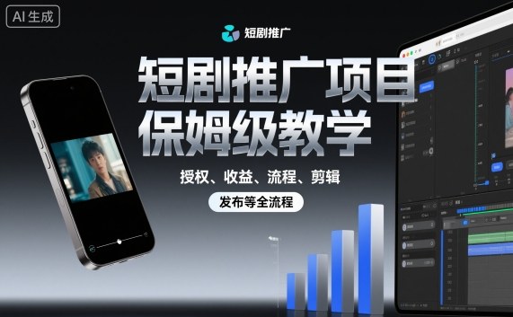 短剧推广项目保姆级教学，授权、收益、流程、剪辑，发布等全流程-路子网