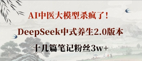 AI中医大模型杀疯了！DeepSeek中式养生2.0版本，十几篇笔记粉丝3w+-路子网