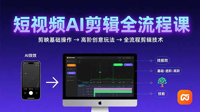 短视频AI剪辑技能，从剪映基础操作到高阶创意玩法，全流程剪辑技术-路子网