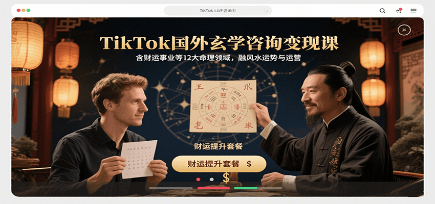 TikTok国外玄学咨询变现课，含财运事业等12大命理领域，融风水运势与运营-路子网