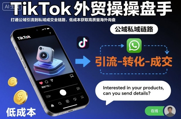TikTok外贸操盘手，打通公域引流到私域成交全链路，低成本获取高质量海外询盘-路子网