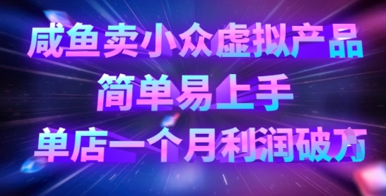 咸鱼卖小众虚拟产品，简单易上手，单店一个月利润破W-路子网
