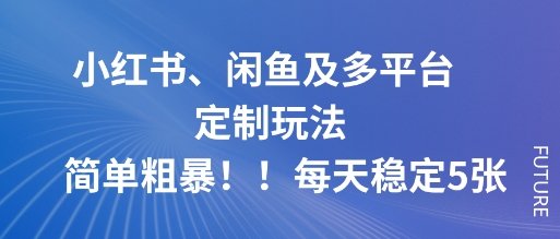 小红书、闲鱼及多平台定制玩法简单粗暴！每天稳定5张-路子网