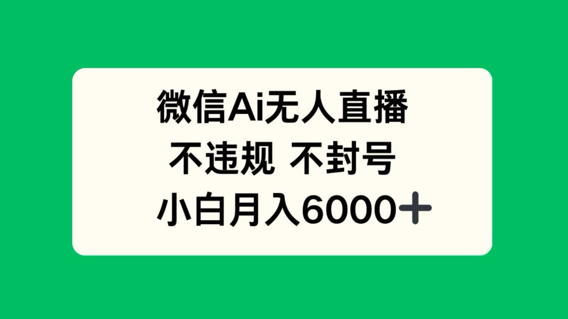 微信AI无人直播，不违规 不封号 ，小白月入6000+-路子网
