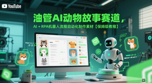 油管AI动物故事赛道，AI+RPA机器人流程自动化制作素材【保姆级教程】-路子网