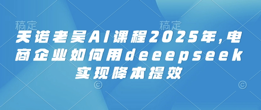 天诺老吴AI课程2025年，电商企业如何用deeepseek实现降本提效-路子网