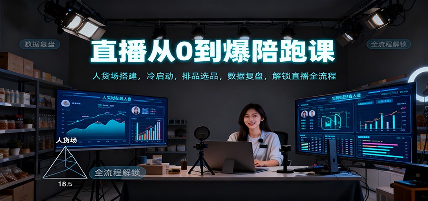 直播从0到爆陪跑课：人货场搭建，冷启动，排品选品，数据复盘，解锁直播全流程-路子网