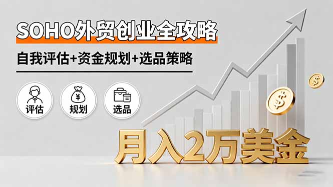 SOHO外贸创业全攻略，自我评估+资金规划+选品策略，月入2万美金-路子网