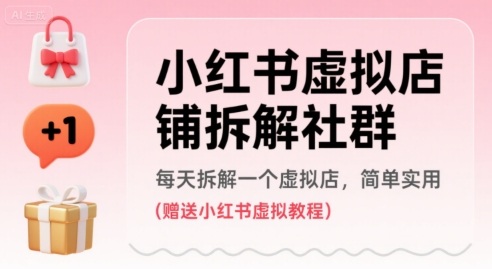 小红书虚拟店铺拆解社群，每天拆解一个虚拟店，简单实用(赠送小红书虚拟教程)-路子网
