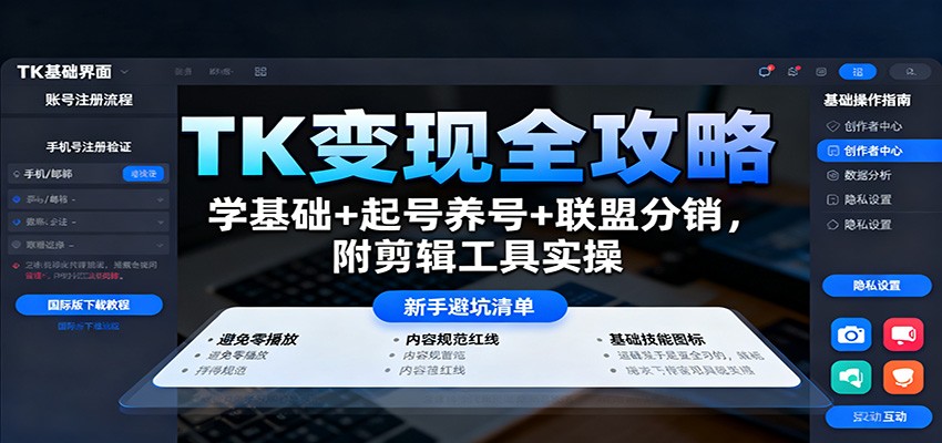 TK变现全攻略：学基础+起号养号+联盟分销，附剪辑工具实操-路子网