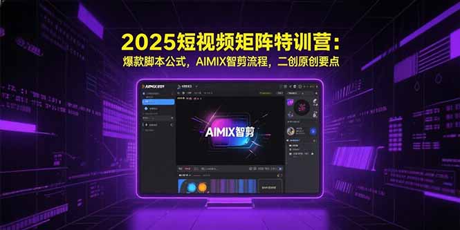 2025短视频矩阵特训营：爆款脚本公式，AIMIX智剪流程，二创原创要点-路子网