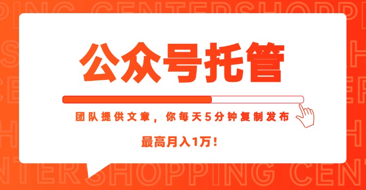 【公众号托管 】我提供文章，你每天５分钟复制发布，最高月入1W-路子网