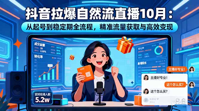 抖音拉爆自然流直播10月:从起号到稳定期全流程,精准流量获取与高效变现-路子网