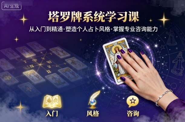 塔罗牌系统学习课，助你从入门到精通，塑造个人占卜风格，掌握专业咨询能力-路子网