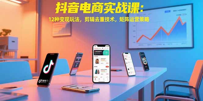 抖音电商实战课：12种变现玩法，剪辑去重技术，矩阵运营策略-路子网