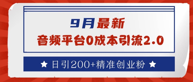 9月最新：音频平台0成本引流，日引200+精准创业粉【揭秘】-路子网