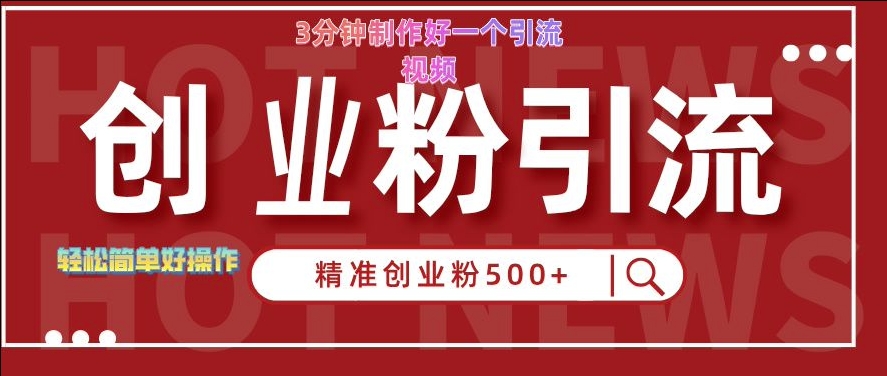 快手被动引流创业粉500+的玩法，3分钟制作好一个引流视频，轻松简单好操作【揭秘】-路子网